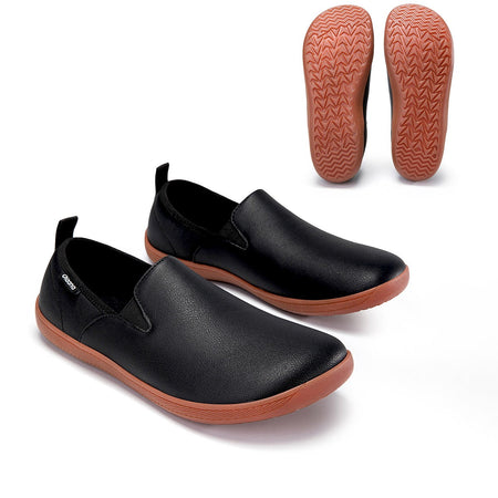 Oiaano  Wide Toe Men Minimalist Shoes  Comfortable Sneakers Leather Casual Shoes Black Slip On Leisure Loafers  Drive  Office
