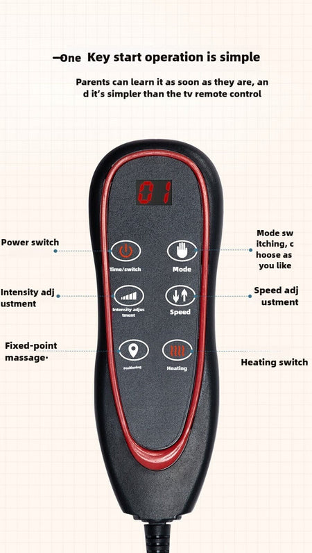 Electric Full Body Massage Mattress With Heating Hand Control Shoulder Neck Waist Airbag Back Kneading vibration Massage Cushion