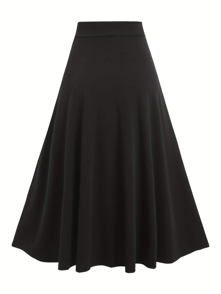 European and American fashion women's plus-size skirt color matching buttonhole lace-up high waist A-line skirt