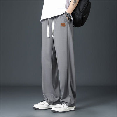 Black Straight Pants for Men's Summer Wide Leg Pants Casual Harajuku Student Pants High Street Trousers Gray Cool Sweatpants