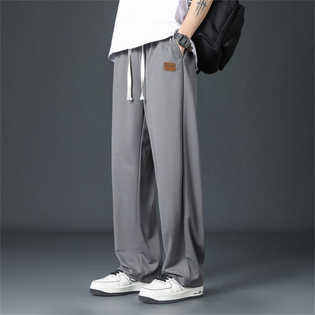 Black Straight Pants for Men's Summer Wide Leg Pants Casual Harajuku Student Pants High Street Trousers Gray Cool Sweatpants