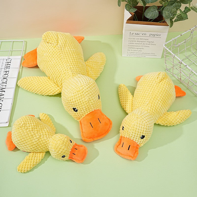 Plush Companion Sleeping Duck Dog Toys for Small Large Dogs Bite Resistant Teeth Grinding Sound Relief Duck Sound Toy
