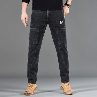 Fashion Print Six-Pocket Jeans Small Straight Cut Style Men's Casual Comfortable Fit Clothing