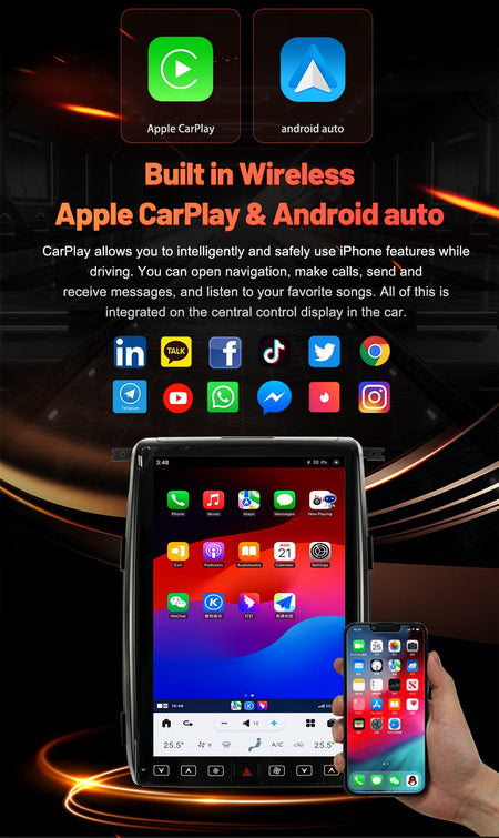 14.4 Inch Android 13 128GB For Ford F150 Raptor 2009-2014 Tesla Style Car GPS Navigation Multimedia Player Radio Tape Headunit