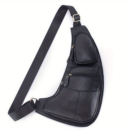 Retro leather crossbody bag, unisex backpack, single-shoulder crossbody bag, outdoor travel hiking camping tactical chest bag