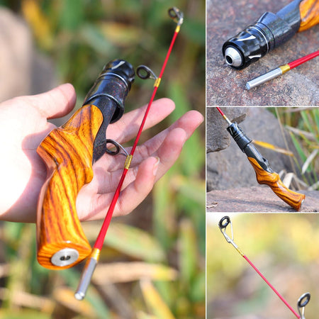 Sougayilang Ice Fishing Rod 2 Sections High Carbon Fiber Ice Rods with Power Two Rod Tips Max Drag 8Kg Fishing on The Ice