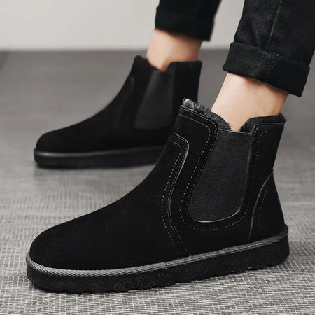 2025 New Men Boots Winter Warm Plush High Tops Leather Casual Shoes Outdoor Fashion Snow Boots