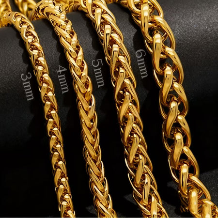 HNSP STAINLESS STEEL SILVER COLOR TWIST ROPE CHAIN NECKLACE FOR MEN Women HIP HOP PUNK Jewelry Accessories 3/4/5/6/8MM Thick