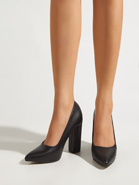 Women's New High Heel Shoes, Thick Heels, Pointed Toes, Shallow Mouth, Fashionable, Simple, Sexy, Commuting and Career