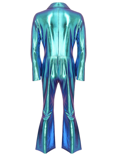 Men Bell Bottom Pants Jumpsuit Rompers Vintage 80s Disco Hippie Costume for Rock Jazz Dancewear Musical Theme Party Dress-up