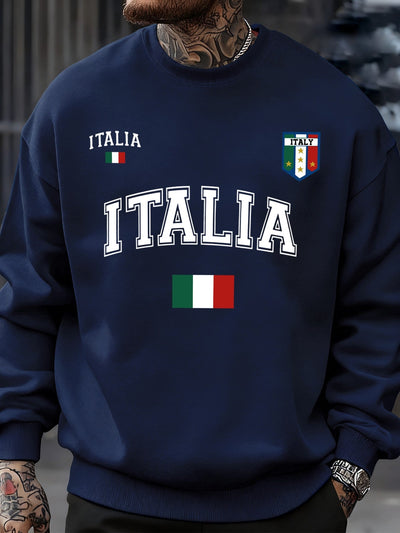 Italia Italian Flag Design Men Sweatshirt Creative Fleece Streetwear Fashion Clothes Autumn Hip Hop Pullovers Casual Tops