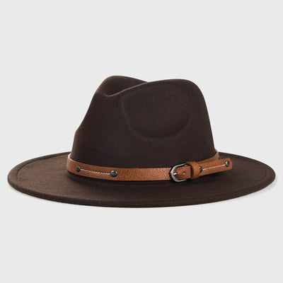 Belt Wool Fedoras Hat For Women Men Winter Autumn Warm Vintage British Style Round Bowler Caps Church Flat Brim Felt Jazz Hats