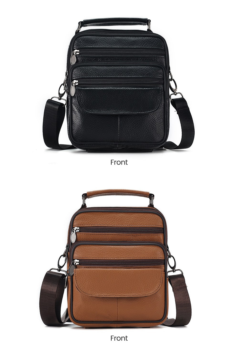 JOYIR Men Genuine Leather Crossbody Bags Messenger Bag for Male Trendy Shoulder Bags Casual Travel Sling Bag Handbags