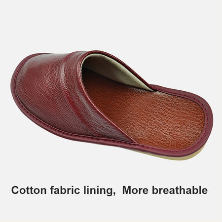 Big sizeGenuine Cow Leather Slippers Homes in indoor slipper Spring Autumn men women elderly non-slip casual single Slides shoes