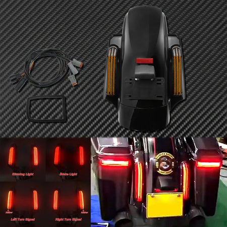 Motorcycle Rear Fender System Extension LED Fascia Set For Harley Touring 2009-2024 CVO Road Street Glide FLHR Ultra Limited
