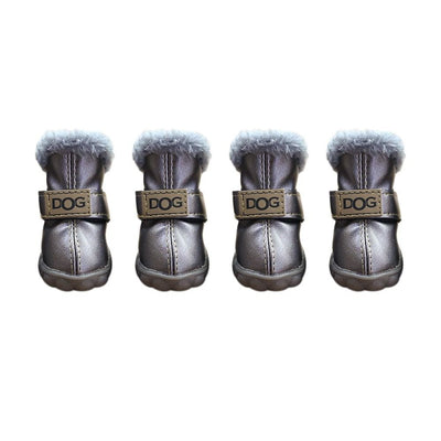 Dog Rainshoes Warm Pet Snow Boots Waterproof Soft Winter Pet Dog Shoes Plush/PU Non Slip for 4Pcs/Set Chihuahua