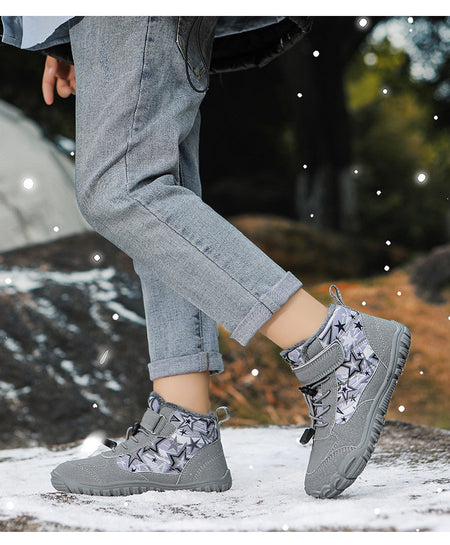 2025 Kids Barefoot Snow Boots Wide Toe Winter Insulated Waterproof Fur Lined Shoes for Boys Girls Cold Weather Outdoor Sneakers