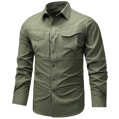Summer Men Long Sleeve Cargo Breathable Shirt Mens Casual Tactic Military Shirts Men Multi Pocket Outdoor Hike Safari Work Shirt