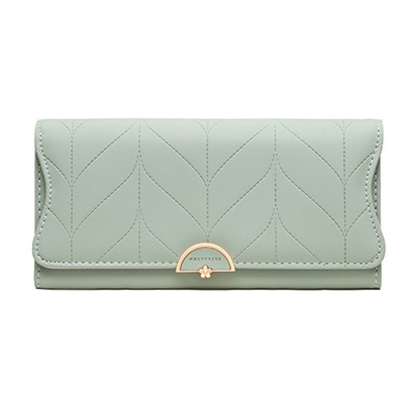 PU Fashion Long Women's Wallet Fashion Buckle New Handbag Large Capacity Fresh Wallet Wallet