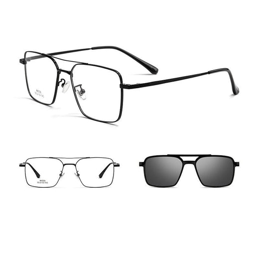 Men Classic Polarized Clip On Sunglasses Pilot Double Beam Titanium Alloy Glasses Frame Optical Retro Sunshades Eyewear