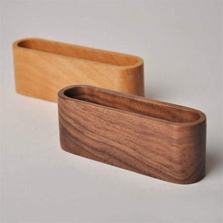 Business Card Holder Wooden Organizer Office Desk name card Display Stand with Pen Slot Memo Pad Cards Stand Card Holder Storage