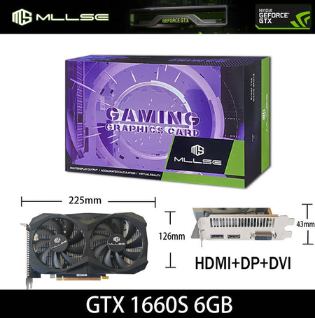 Mllse GTX 1660Super 6GB NVIDIA Video Card Graphics Card GDDR6 192Bit PCl Express 3.0 HD*1 DP*1 DVI*1 gtx 1660s Video card