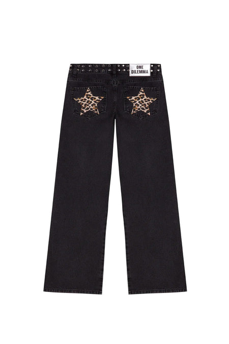 Y2K Women's Straight Leg Jeans Personalized Lucky Star Texture Retro Baggy Jeans Stylish High Street Willow Nail Low Waist Jeans