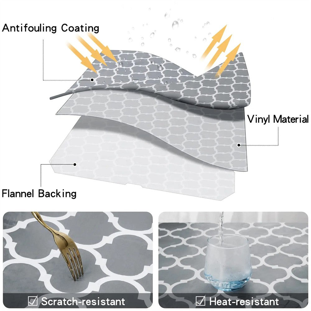 Olanly Waterproof Tablecloth Heat-Resistant Rectangle PVC Table Cloth For Wedding Kitchen Dining Desk Moroccan Table Coat Cover