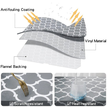 Olanly Waterproof Tablecloth Heat-Resistant Rectangle PVC Table Cloth For Wedding Kitchen Dining Desk Moroccan Table Coat Cover