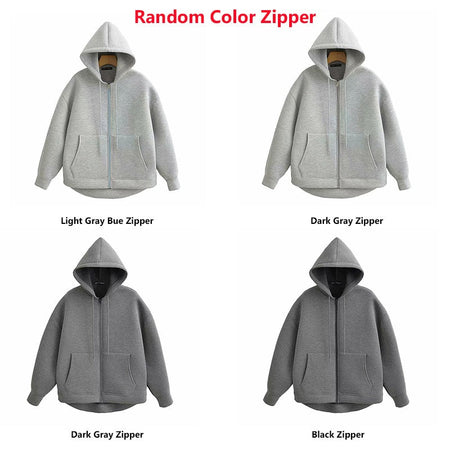 Women's Jackets With Hood Big Pocket Zipper Women Top Long Sleeve Women's Coat Loose Outerwear Winter Coats Black Jacket
