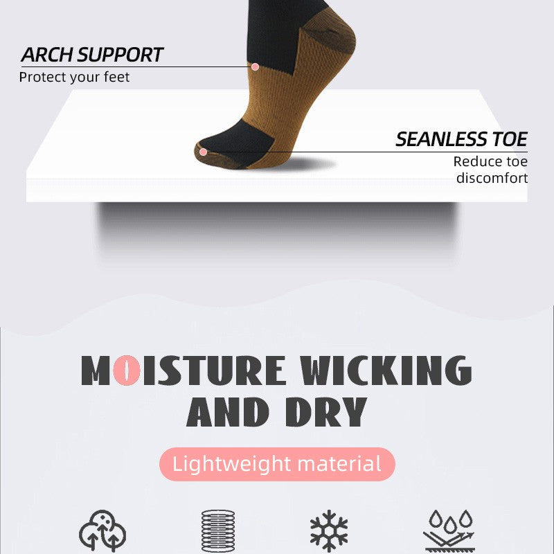 6 pairs copper fiber compression socks for men and women for running and traveling for nurses and pregnant women mid-calf design