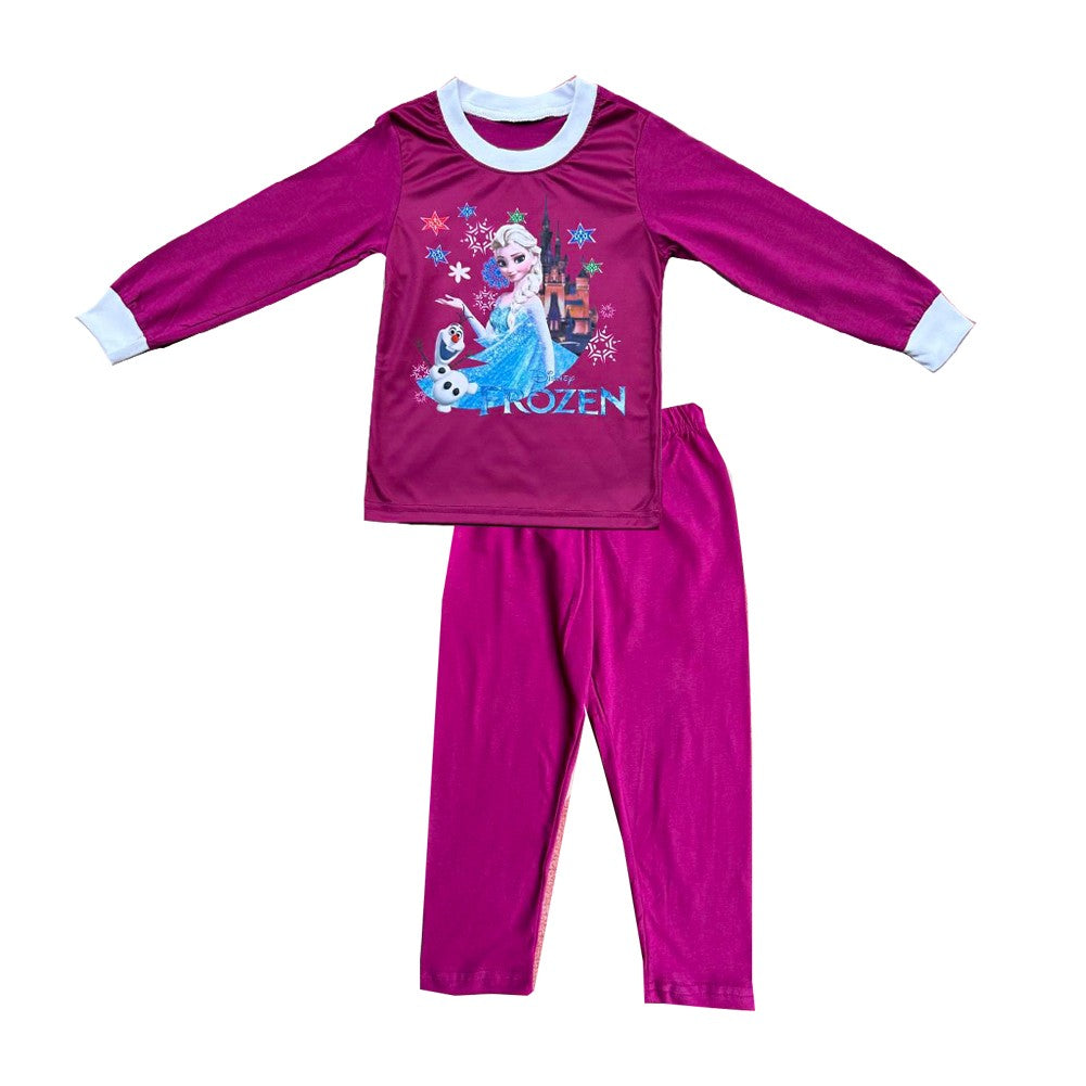 New Kids Pajama Set Cotton Soft Elsa Print Loungewear Long Sleeve Pjs Sleepwear for Toddler Boys nightwear Girls nighty