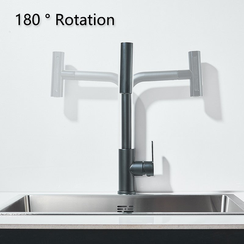 Kitchen Faucet Flexible Pull Out Hot Rainfall Cold Water Mixer Tap 360° Kitchen Sink Faucets Deck installation