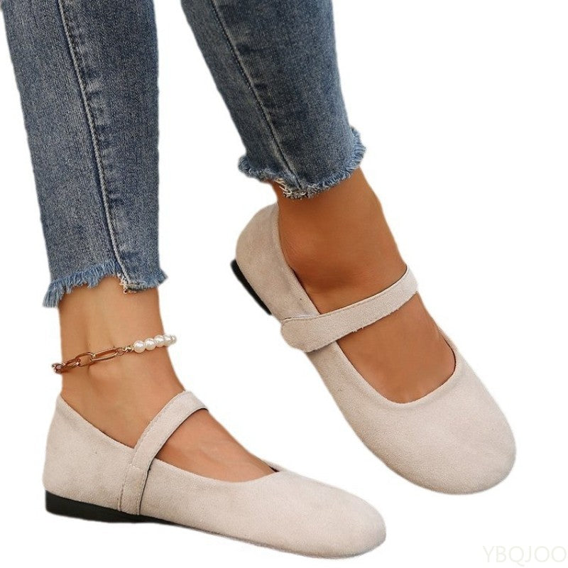 Woman's Casual Flats Shoes Round Toe Large size ladies shoes Retro French Mary Jane Dress Flat New Summer Solid Comfortable shoe