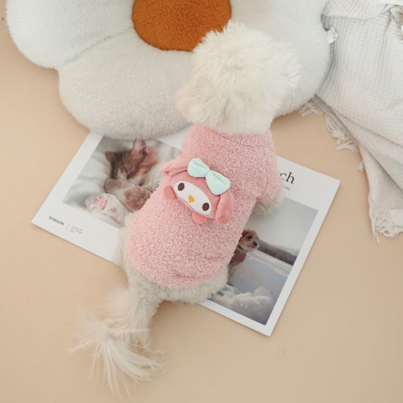 Sanrio Kuromi Double-Sided Velvet Hoodie for Dogs Cats Autumn Winter Warm, Flannel Dog Clothes Thickened Cat Jacket Pet Supplies