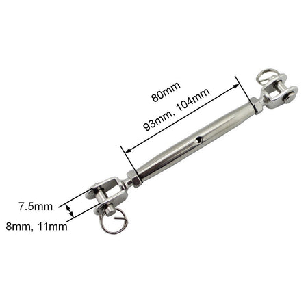Stainless Steel 316 Closed Body Turnbuckle Jaw And Jaw M5 M6 M8 High Polished Rigging Hardware Heavy Duty For Boat Yach