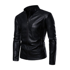 Faux Leather Jacket Men High Quality Casual Motorcycle Windbreaker Stand Collar New Fashion Wool Liner PU Coat Streetwear