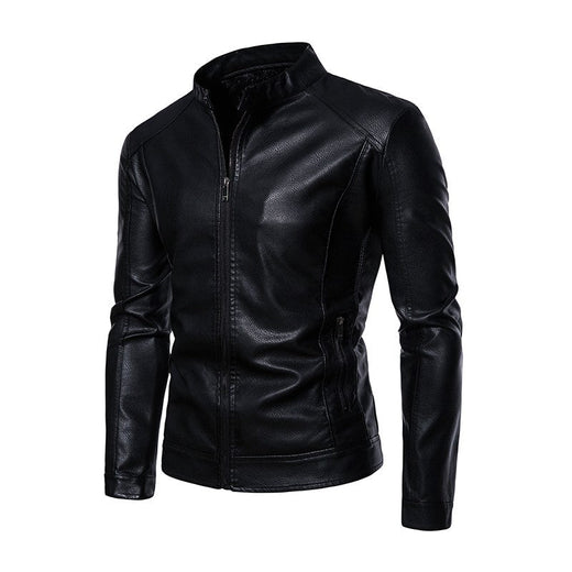 Faux Leather Jacket Men High Quality Casual Motorcycle Windbreaker Stand Collar New Fashion Wool Liner PU Coat Streetwear