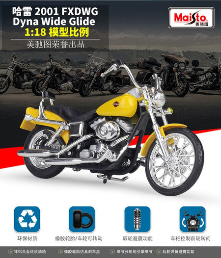 Maisto 1:18 Harley 2001 FXDWG Dyna Wide Glide Metal Motorcycle Diecast Bike Car Model Toy Collection Mini Moto Gift