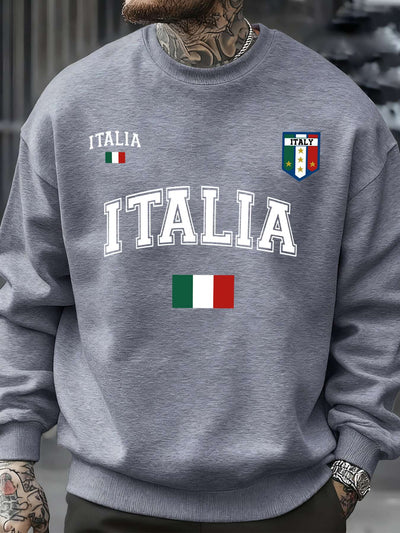 Italia Italian Flag Design Men Sweatshirt Creative Fleece Streetwear Fashion Clothes Autumn Hip Hop Pullovers Casual Tops