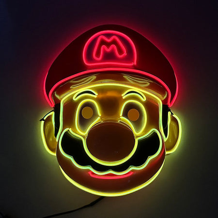 Funny Glowing Masquerade Disguise Mask Props Adult Kids Game Theme Cosplay Luminous Mask Carnival Neon Light Up Supplies
