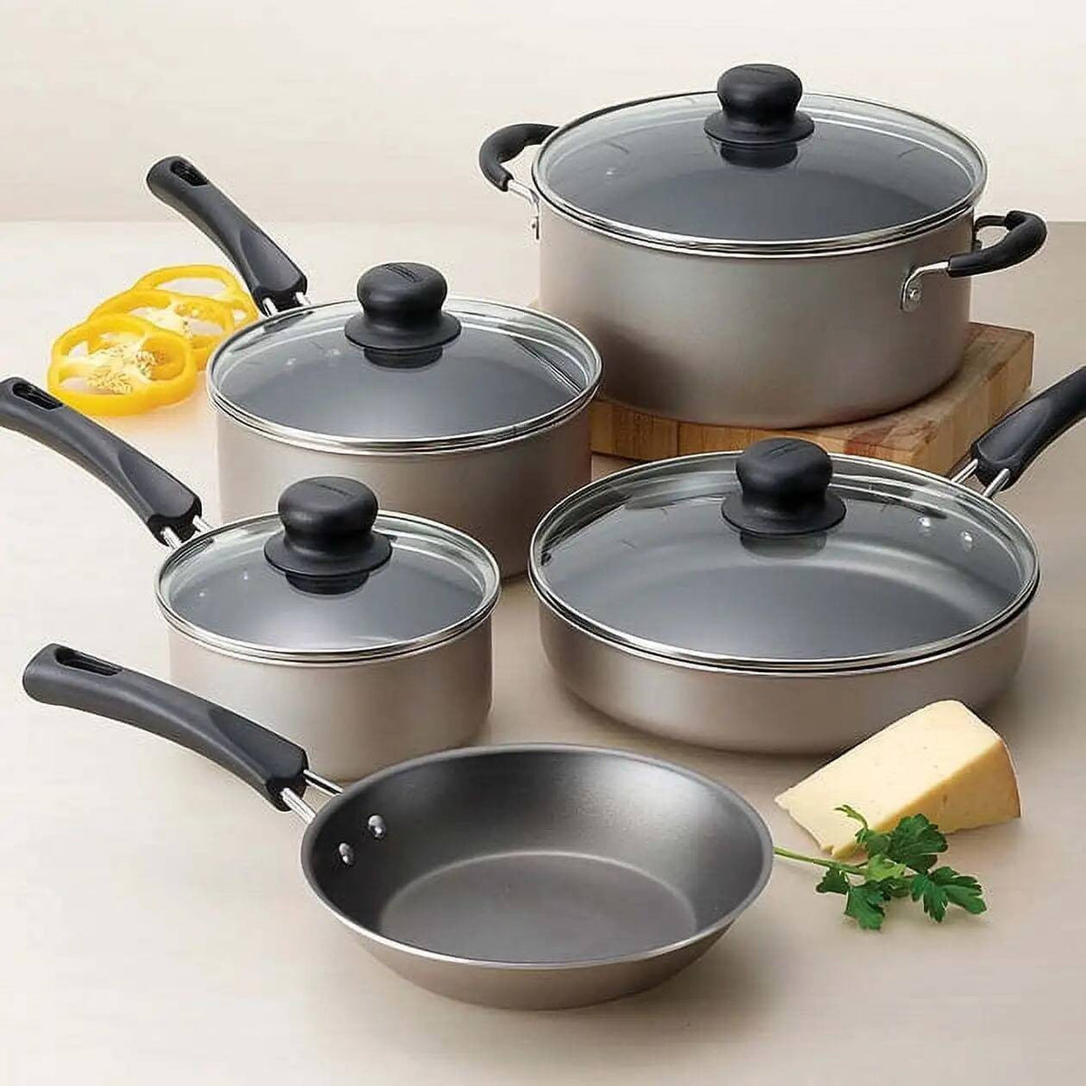 '-Piece All-Round Non-Stick Cookware Champagne Set Lightweight But Durable, Perfect For Kitchen Use Or As A Thoughtful Gift