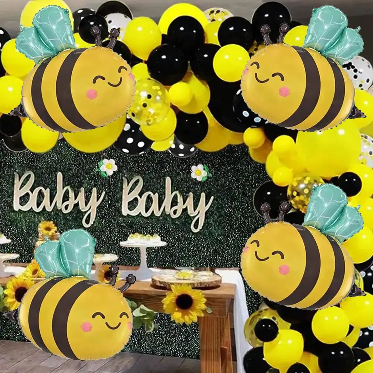 2/4Pcs 31Inch Bee Foil Balloons Birthday Party Decorations for Bee Themed Party Baby Shower Wedding Party Bridal Shower Decor