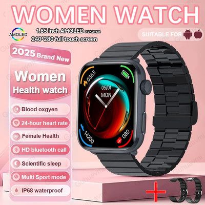 2025New NFC Smat Watch Women 1.85-inch Blood Pressure Heart Rate Bluetooth Call Female Health Smarwatches Ladies For Android IOS