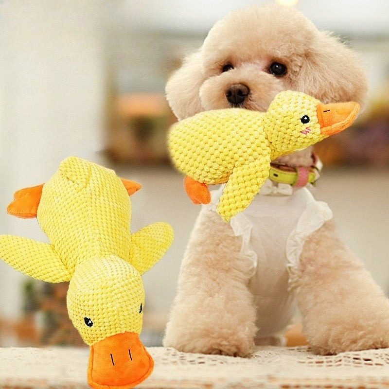 Plush Companion Sleeping Duck Dog Toys for Small Large Dogs Bite Resistant Teeth Grinding Sound Relief Duck Sound Toy