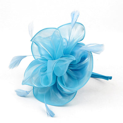 New Women's Organza Fascinators Feather Flower Kentucky Derby Hat Headdress Pillbox Hat for Wedding Tea Party Headwewar Clips