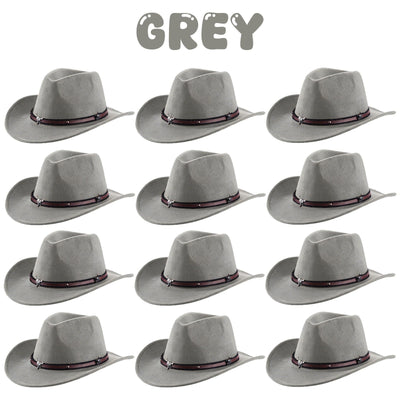 4-24Pcs Western Cowboy Hat for Men Women Adjustable Felt Cowgirl Hats Wide Brim Fedoras Hat for Adult Bachelor Party Costume