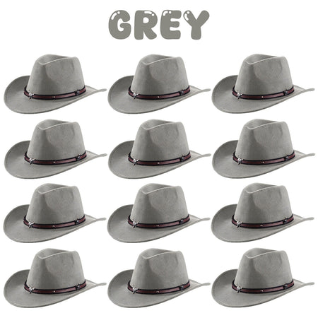 4-24Pcs Western Cowboy Hat for Men Women Adjustable Felt Cowgirl Hats Wide Brim Fedoras Hat for Adult Bachelor Party Costume