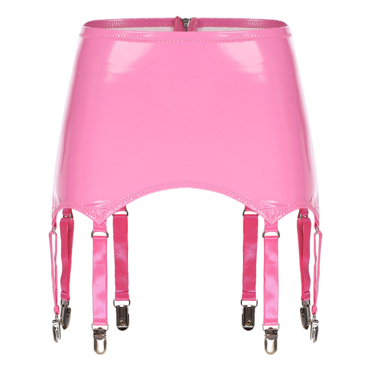 Womens Garters Latex Skirts Ladies Suspender Belt Wet Look Patent Leather Mini Skirts Garters with Metal Clips Clubwear Costume