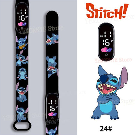 Disney Stitch Digital Kids' Watches Anime Figures LED Luminous Watch Touch Waterproof Electronic Sports Watch Kids Birthday Gift